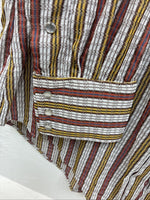 New Men’s Rock mount Multicolor Stripe Long Sleeve Pearl Snap 15.5 Medium AA-71