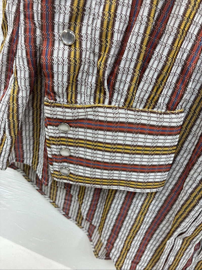 New Men’s Rock mount Multicolor Stripe Long Sleeve Pearl Snap 15.5 Medium AA-71