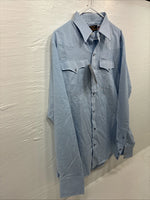 New Men’s Circle S Blue Long Sleeve Pearl Snap 16 X 36 Large X-62