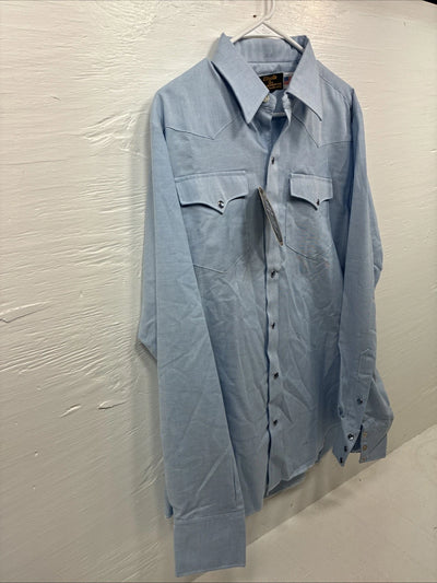 New Men’s Circle S Blue Long Sleeve Pearl Snap 16 X 36 Large X-62