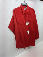 New Men’s ELY Cattleman Western Red Long Sleeve Pearl Snap 16.5 Large V-45