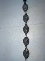 New Black Genuine Leather Double S Silver Pendent Chain 24” Belt #3208001 NN-94