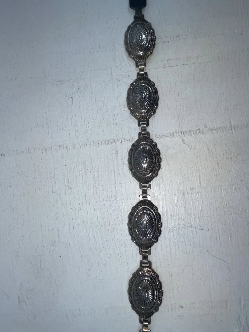 New Black Genuine Leather Double S Silver Pendent Chain 24” Belt #3208001 NN-94