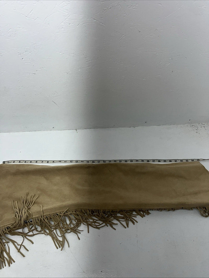 New Tan Congress Leather Show Chaps With Fringe Adjustable Waist 44” L-51