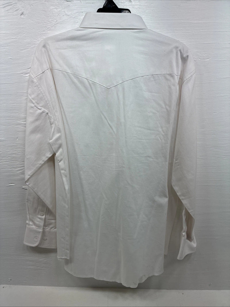 New Men’s Wrangler White Long Sleeve Button Up 17 X 35 XL R-72