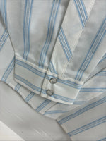 New Men’s White Horse White Blue Stripe Long Sleeve Button Up 2XL H-73