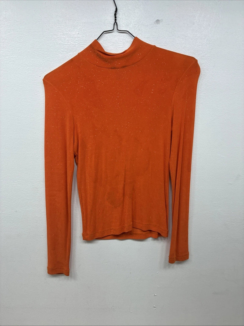 New Natural Born Winner Orange Sparkle Long Sleeve Shirt Petite TT-98