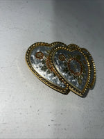 New Women’s Double S 3 Heart Gold Belt Buckle. 37043 A-104