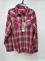 New Women’s Cumberland Pink Plaid Long Sleeve Pearl Snap XL GG-29