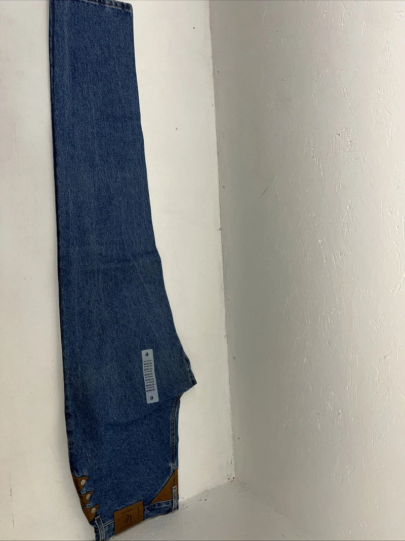 New Women’s Diamond Cut Gusset Regular Fit Leather Denim Jeans. 15/16x36 L-17