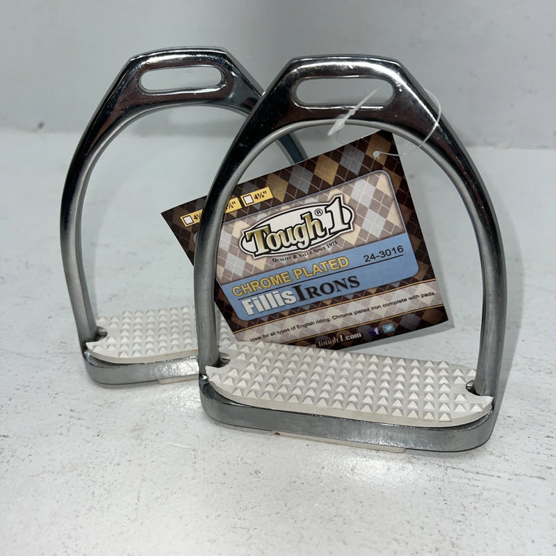 New Tough 1 Chrome Plated Iron 4 1/2” English Stirrups #24-3016 D-503
