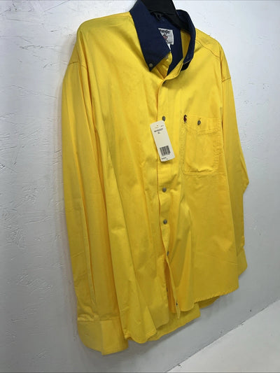 New Men’s Yellow Wrangler PBR Long Sleeve Button Up Shirt. XL S-28