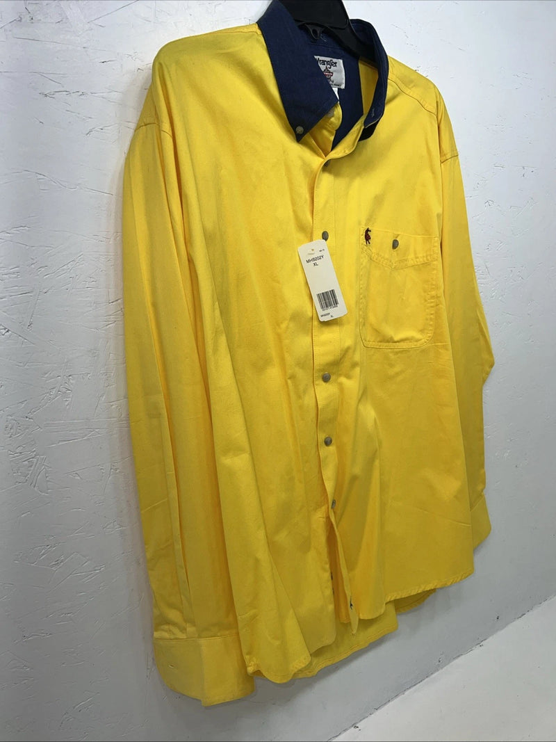 New Men’s Yellow Wrangler PBR Long Sleeve Button Up Shirt. XL S-28