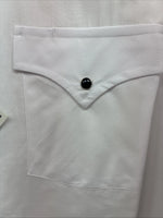 New Men’s ELY Cattleman White Eagle Designed Long Sleeve Pearl Snap Large T-64