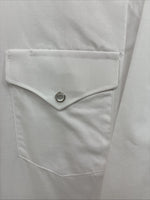 New Men’s White Horse White Simple Long Sleeve Pearl Snap Medium K-42