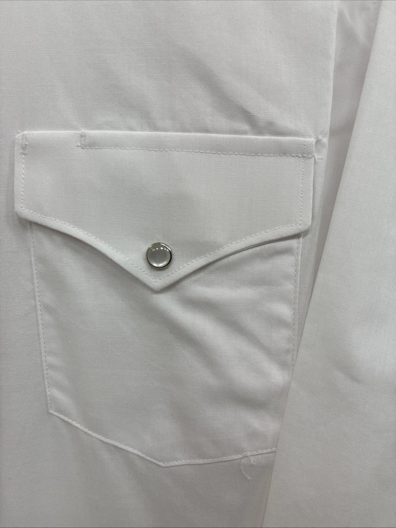 New Men’s White Horse White Simple Long Sleeve Pearl Snap Medium K-42