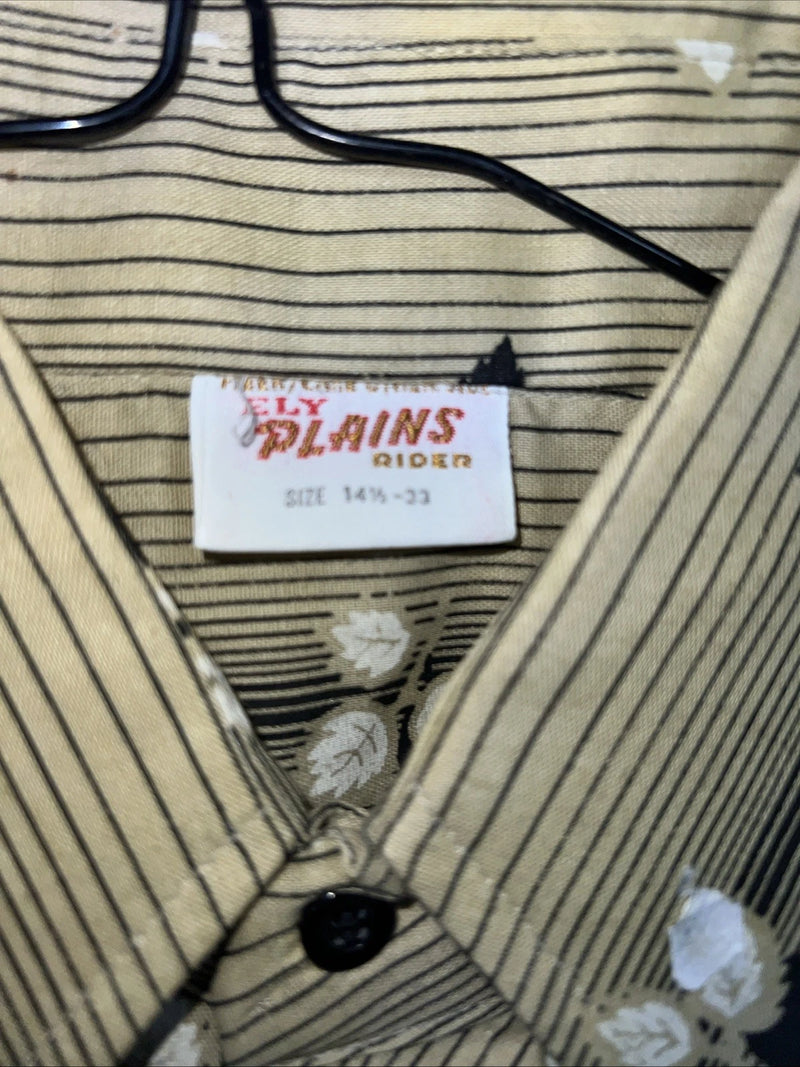 New Men’s Yellow Leaf ELY plains Pearl Snap Long Sleeve Shirt 14.5x33 S I-47