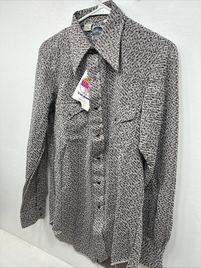 New Women’s Miller Brown Designed Long Sleeve Pearl Snap Size 15 KK-55