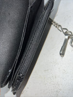 New Black Split Leather Chain Belt Wallet P-500