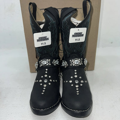 New Children’s Black Smoky Mountain Cowboy Boots. 3283 C. 11.5 11 1/2. 24-96