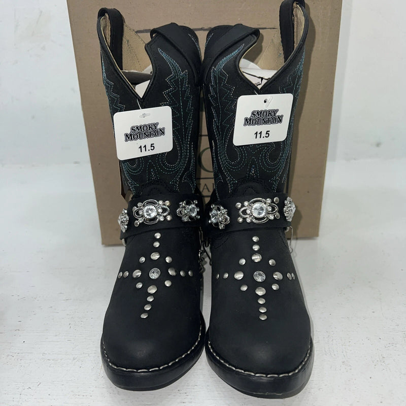 New Children’s Black Smoky Mountain Cowboy Boots. 3283 C. 11.5 11 1/2. 24-96