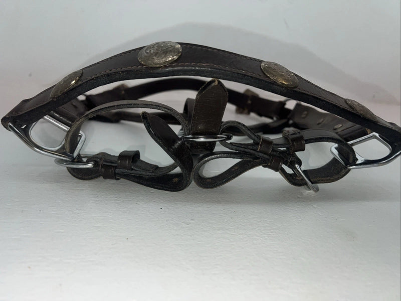 New Brown Leather Full Horse Show Halter Silver Buckles 3C-16