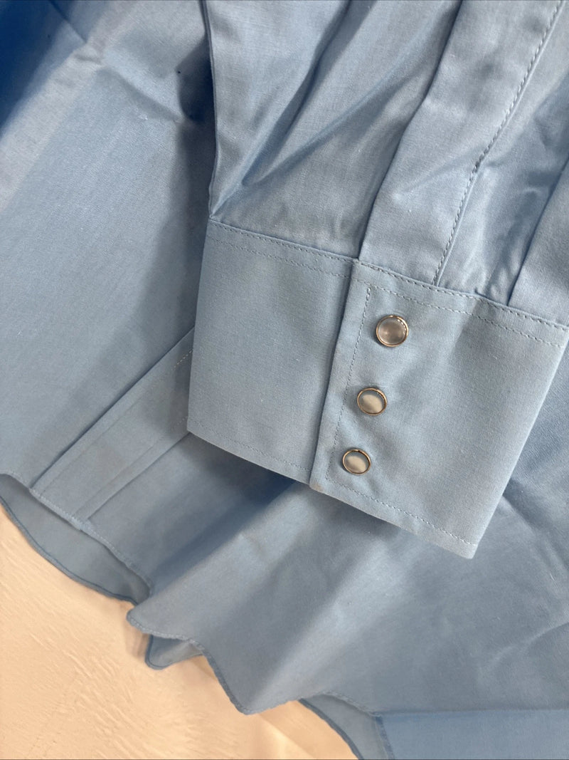New Men’s ELY Cattleman Blue Simple Long Sleeve Pearl Snap XL F-86