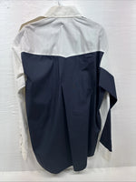 New Men’s Cowboy Threads Blue tan White Long Sleeve Pearl Snap Large V-32