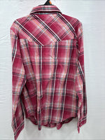 New Women’s Cumberland Pink Plaid Long Sleeve Pearl Snap Medium DD-24