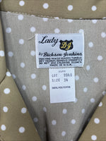 New Women’s Dickson Jenkins Tan Polkadot Long Sleeve Pearl Snap Size 34 KK-62