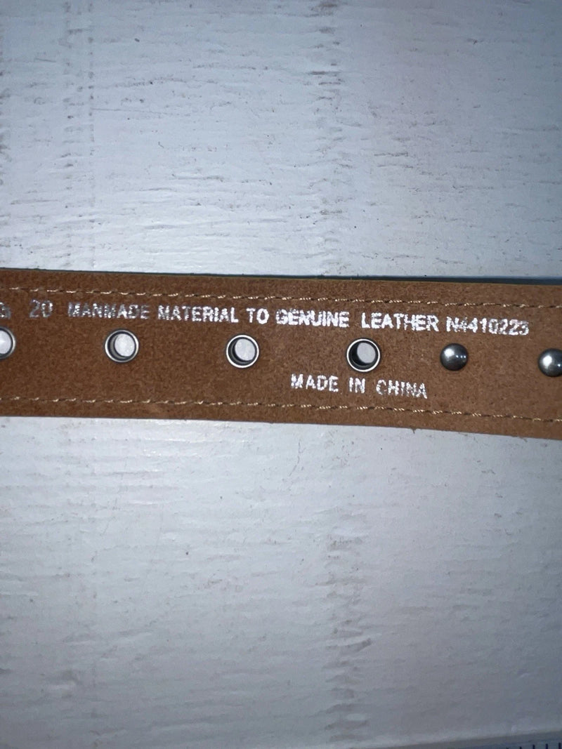 New Brown Genuine Leather Nocona Bling And Green Border 20” Belt #N4410223 NN-82