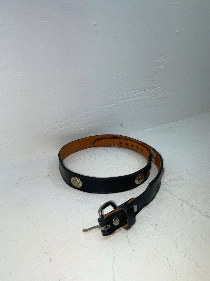 New Blue Genuine Leather Wright Gold Pendent 30” Belt #10493 JJ-139
