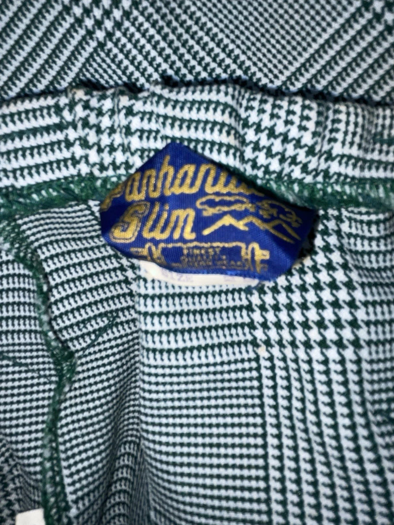 New Vintage Green Plaid Panhandle Slim Polyester Pants #1218 NN-152