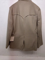 New Men’s Pioneer Wear Tan Plaid Suit Jacket 42 #589 V-604