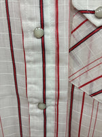 New Men’s Dee-Cee Red Stripe Short Sleeve Pearl Snap 15 Medium AA-120
