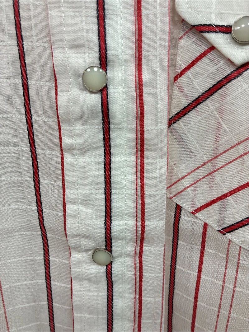 New Men’s Dee-Cee Red Stripe Short Sleeve Pearl Snap 15 Medium AA-120