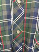 New Men’s ELY Plains Green Blue Plaid long Sleeve Pearl Snap 15.5 Medium T-67