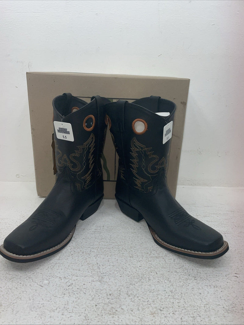 New Youth Black Smoky Mountain Cowboy Boots. 3242 Y 5.5 5 1/2. 2-140