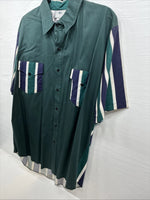 New Men’s Cowboy Threads Green Purple Short Sleeve Button Up Large Q-94