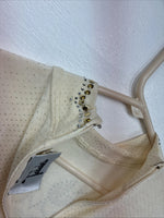 New Tadaski Cream Gem Long Sleeve Half Zip Showing Bodysuit Small TT-44