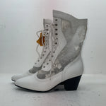 New Women’s White Lace Up American West Cowboy Boots. 615 10. 15-138