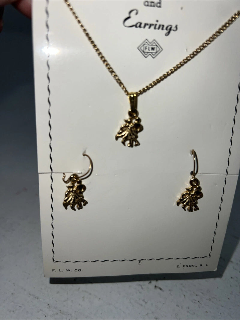 New Womens Fashion Pendant Gold Earrings And Chain Necklace. 63 B-4