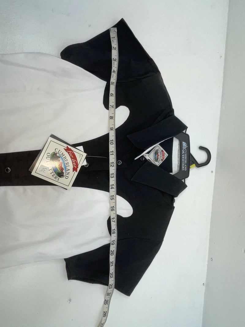 New Women’s Black White Cumberland Outfitters Short Sleeve Button Up Shirt 3B-55
