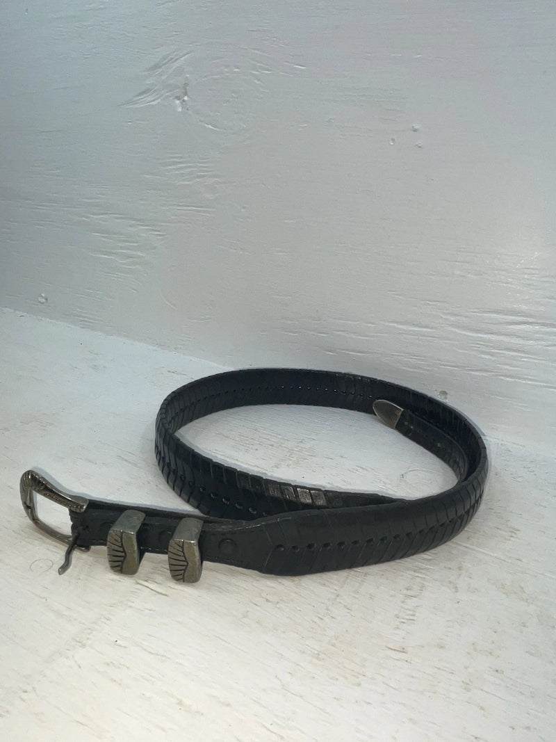 New Black Genuine Leather Weaved 36” Belt #110 Z-109