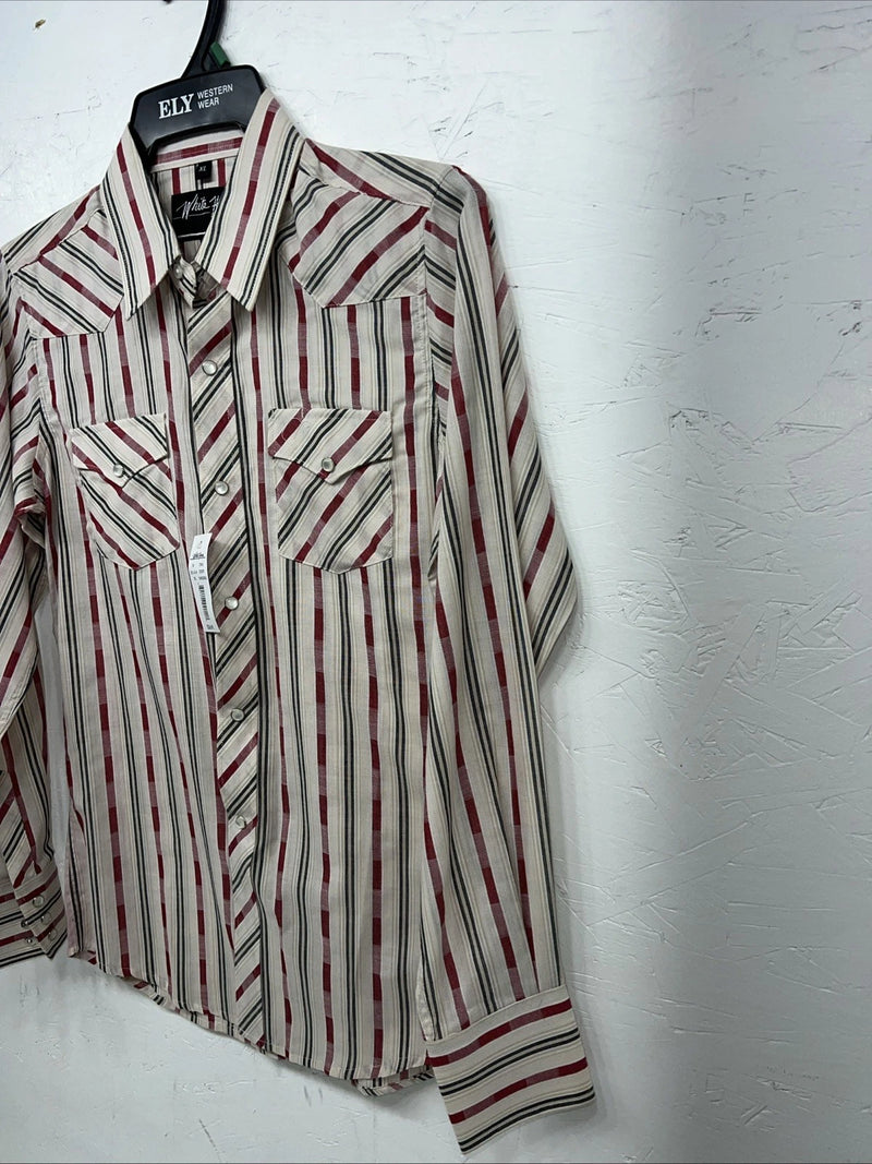 New Children’s Pink Stripped White House Long Sleeve Pearl Snap Shirt. XL S-39