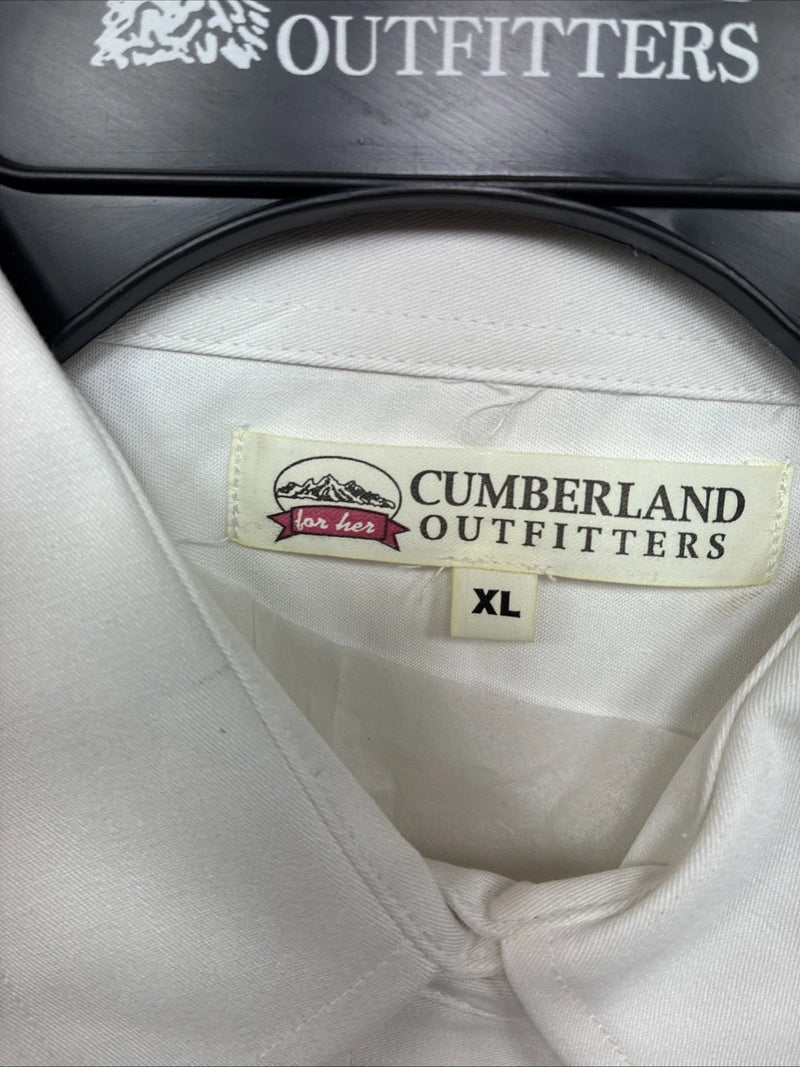 New Women’s Cumberland White Deign Short Sleeve Pearl Snap XL II-28