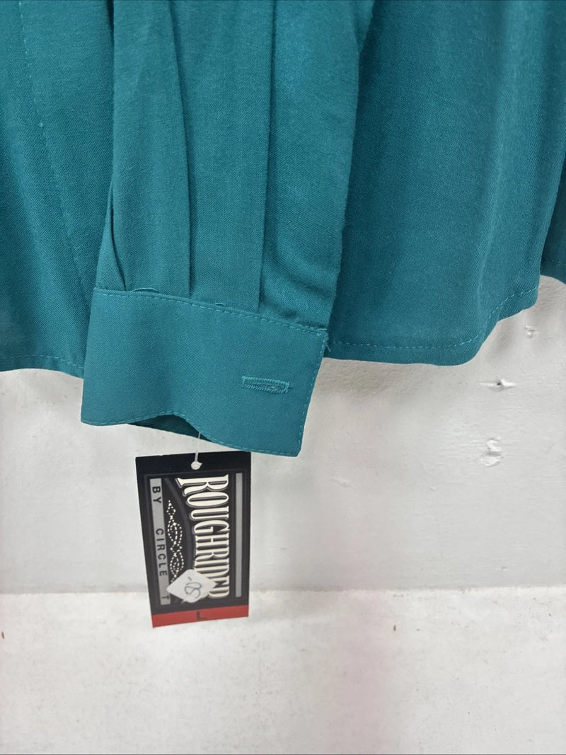 New Women’s Rough Rider Teal Long Sleeve Button Up Large KK-20