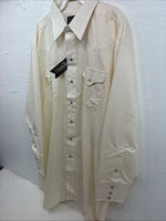 New Men’s Panhandle Slim Off White Long Sleeve Pearl Snap 18 X 34 2XL M-77