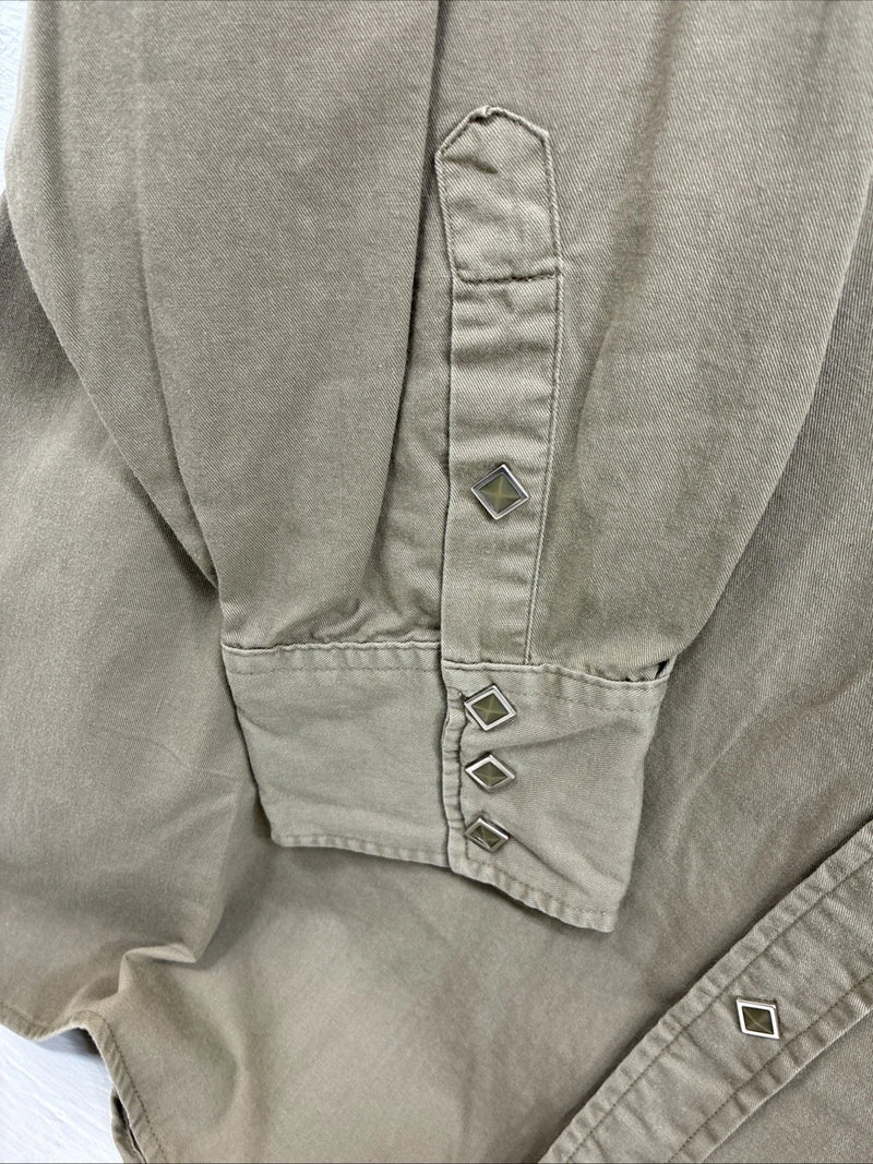 New Men’s White Horse Green Long Sleeve Square Pearl Snap 3XL E-63