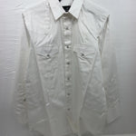 New Men’s Western Express White Long Sleeve Pearl Snap Medium B-89